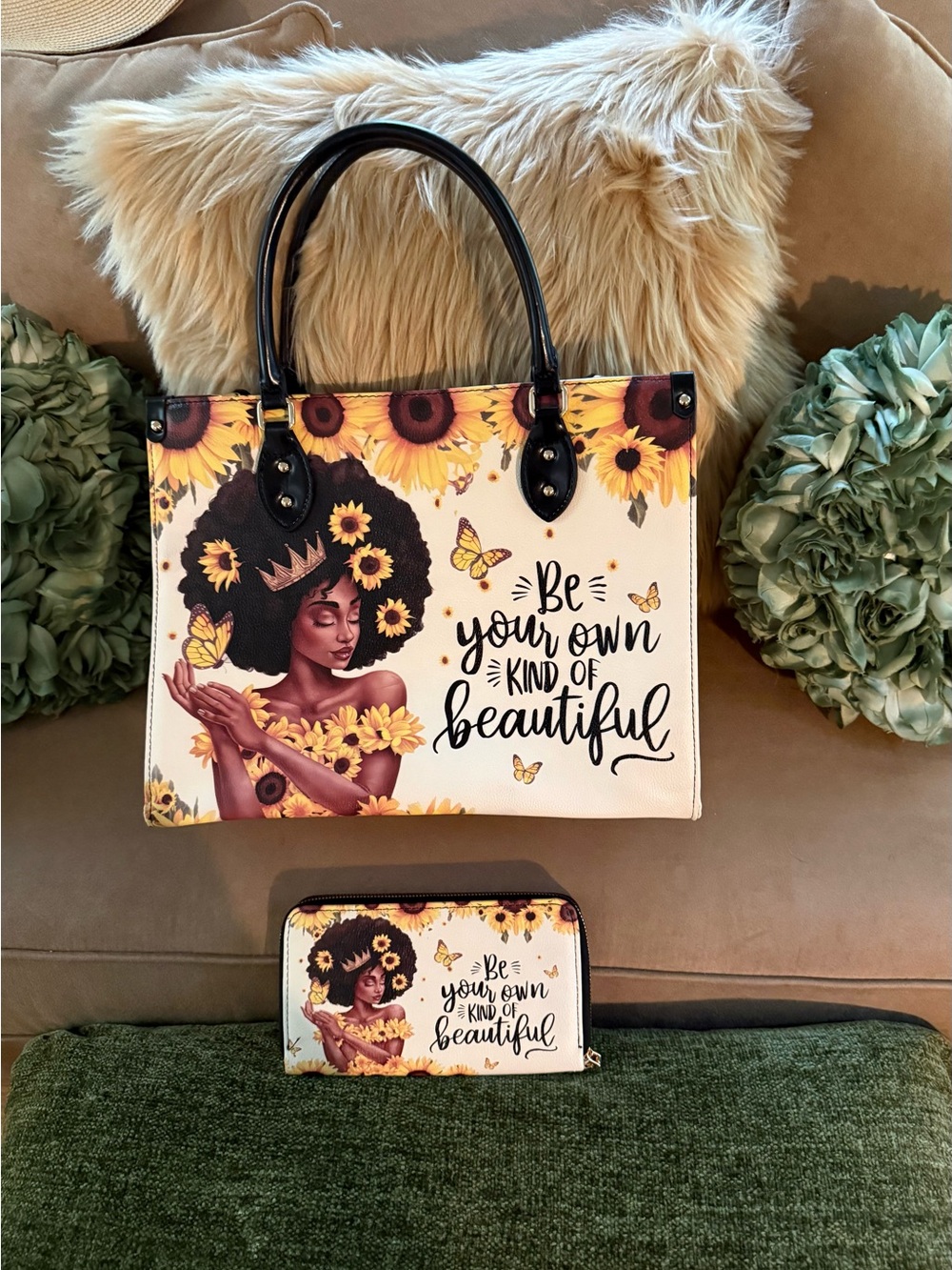Brand new/never used!Afroyla Zuriya Vegan Leather Tote +Matching Wallet